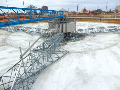 Rebuilt Primary Clarifier with new spiral scrapers ready to return to operation Rebuilt Primary Clarifier with new spiral scrapers ready to return to operation