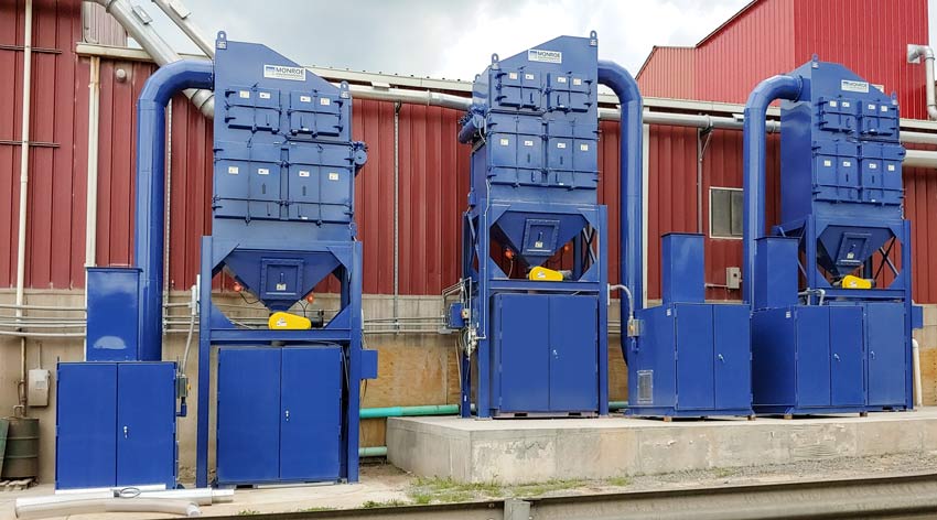 High efficiency Cartridge Dust Collectors for brick and terra cotta manufacturing facility to exhaust mills and protect employees from exposure to crystalline silica dust