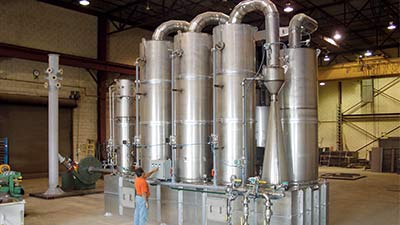 Stainless steel Multi-Stage Scrubbing System with Packed Bed Scrubbers, Venturi, Quench, & Carbon Adsorber to treat exhaust from a toxic gas incineration process.