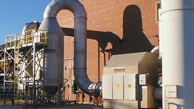 Monroe Venturi Scrubber and Cyclonic Separator exhausting a lime kiln.
