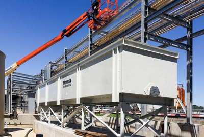API Separator installation at a refinery API Separator to remove free oils and solids from plant runoff wastewater at an aviation lubricants plant in Louisiana.