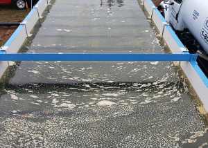 Clear water in lamella section of an X-Flo Mobile Clarifier
