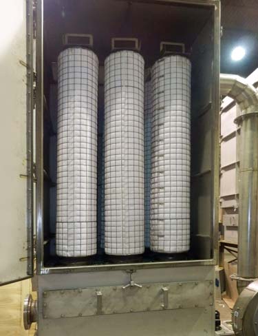 Fiber Bed Mist Collector view of candle filters Fiber Bed Mist Collector capable of removing sub-micron particulate