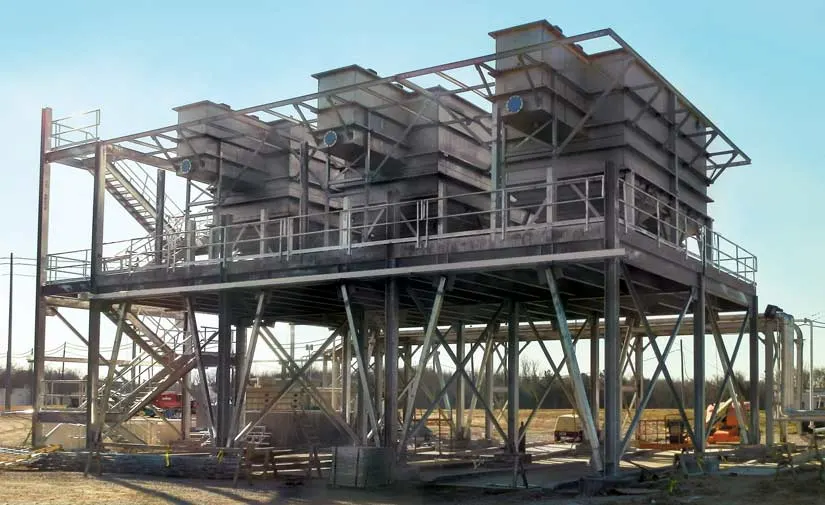 Three 1,000 GPM Horizontal Plate Clarifiers, stainless steel construction at a plastics production plant