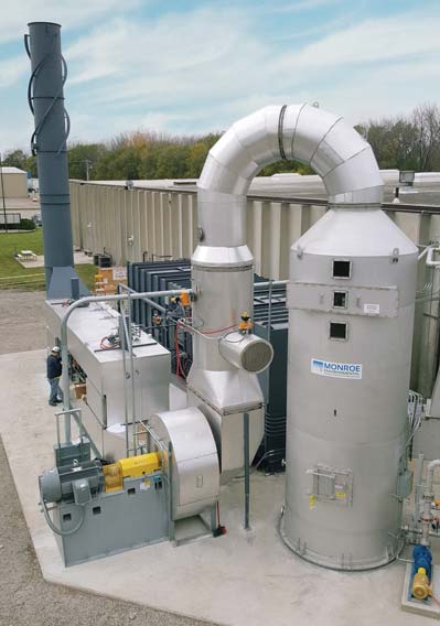 Venturi Scrubber and Cyclonic Separator to remove particulate from a dryer prior to VOC destruction with a regenerative thermal oxidizer