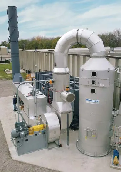Multi-Stage Scrubbing System for Dryer Exhaust Venturi Scrubber and Cyclonic Separator to remove particulate from a dryer prior to VOC destruction with a regenerative thermal oxidizer