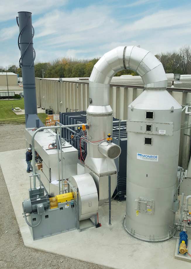Venturi Scrubber and Cyclonic Separator to remove particulate from a dryer prior to VOC destruction with a regenerative thermal oxidizer