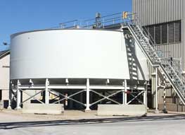 High torque Circular Thickener Clarifier for separation of dense, sticky solids from gypsum wastewater at a gypsum manufacturing plant