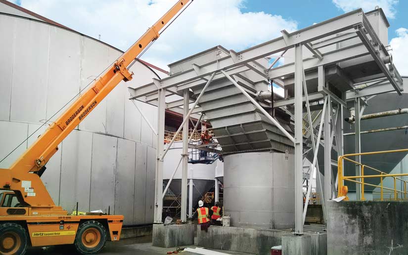 Lamella Plate Vertical Clarifiers with integral sludge thickeners for an automotive assembly plant’s wastewater treatment system