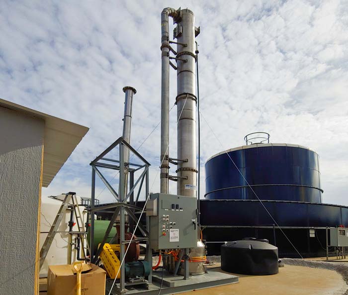 Air Stripper to remove ammonia from landfill leachate