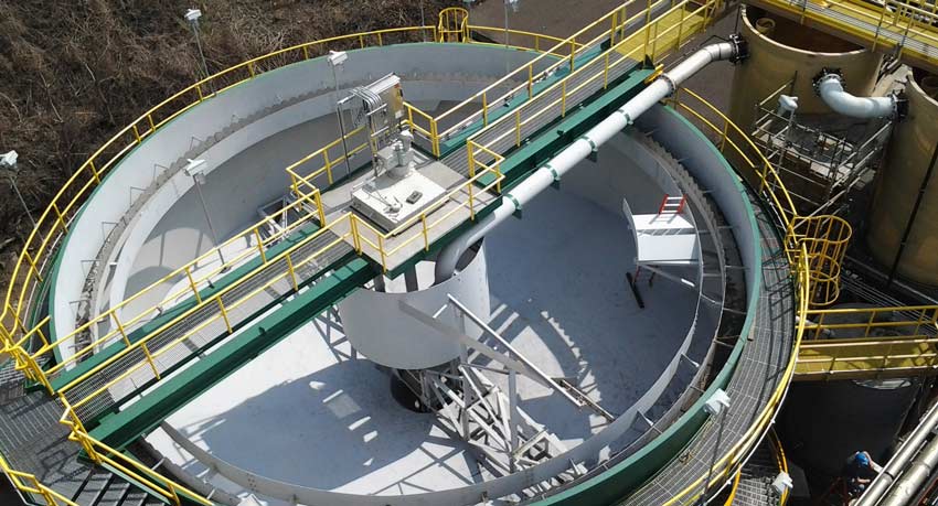 Above ground 46 ft. Circular Clarifier on legs to separate coal fines, grit, sand, tar and coagulated materials from wastewater generated from operations at a steel plant.