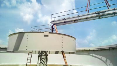 Water and wastewater 90 ft. Riser Pipe Clarifier for secondary, biological, or flocculated solids which are more fluidized and have lower densities than primary wastewater and heavy industrial sludge.