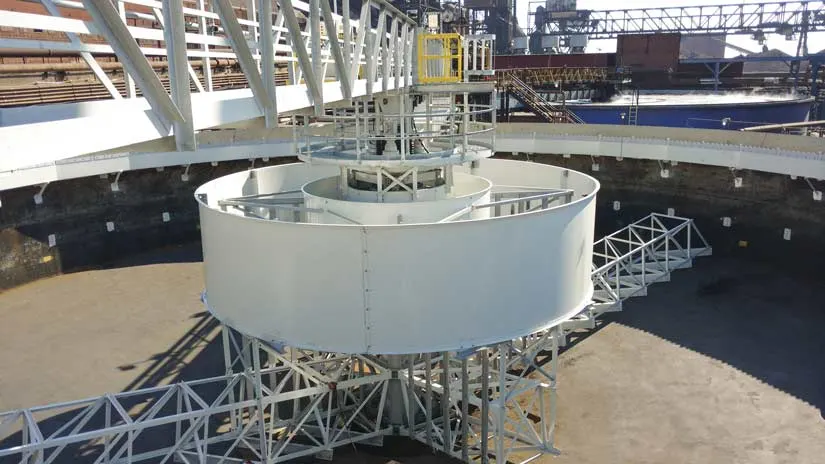 100 ft. diameter high-torque Thickener Clarifier treating blast furnace scrubber blowdown