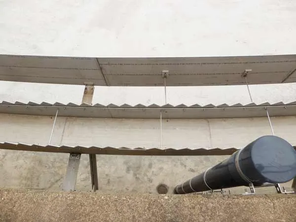 Clarifier collection troughs, overhead view Clarifier collection troughs, overhead view