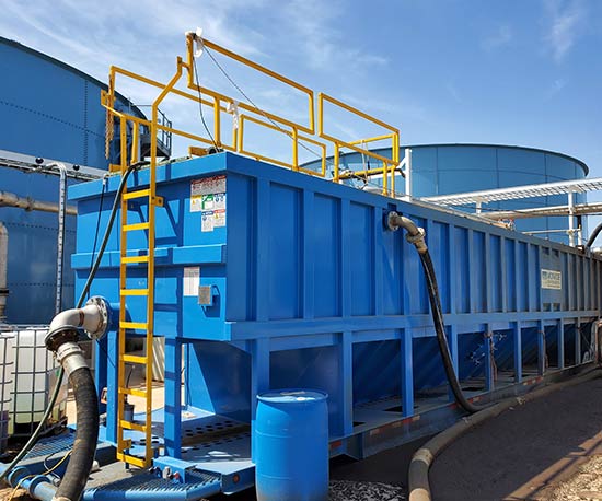 X-Flo Mobile Clarifier bypassing two Circular Clarifiers