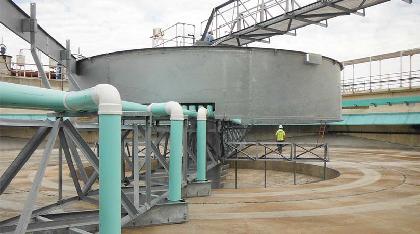 Installation of a rebuilt 120 ft. Secondary Circular Clarifier with riser pipes