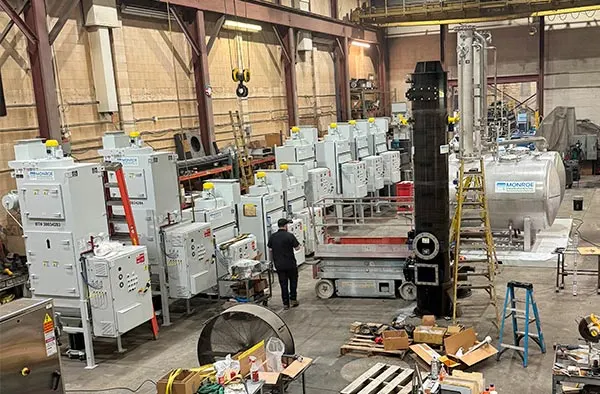 air pollution control equipment in the assembly bay