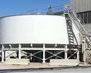 High torque Circular Thickener Clarifier for separation of dense, sticky solids from gypsum wastewater at a gypsum manufacturing plant