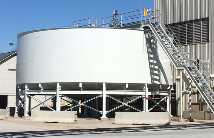 High torque Circular Thickener Clarifier for separation of dense, sticky solids from gypsum wastewater at a gypsum manufacturing plant