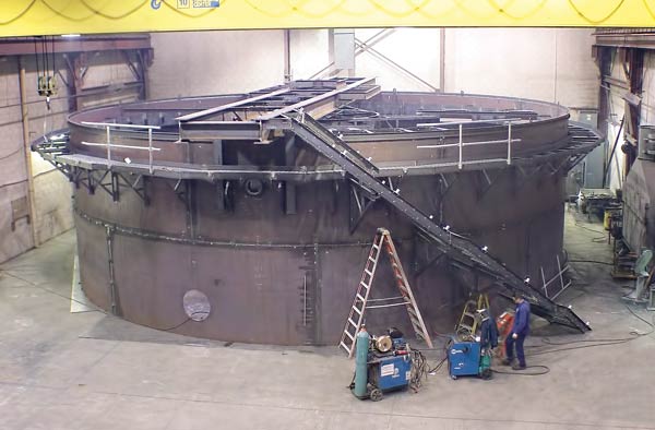 50 ft. diameter Circular Clarifier during final assembly in Monroe shop 50 ft. diameter Circular Clarifier during final assembly in Monroe shop