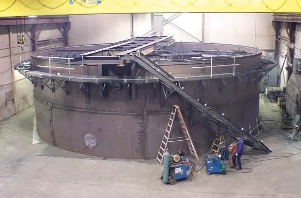 50 ft. diameter Circular Clarifier during final assembly in Monroe shop 50 ft. diameter Circular Clarifier during final assembly in Monroe shop