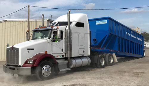 X-Flo Mobile Clarifier arriving to the jobsite on a truck