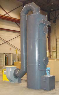 3,500 CFM Packed Tower Acid Scrubber 3,500 CFM Packed Tower Scrubber, PVC Construction for HCl Removal