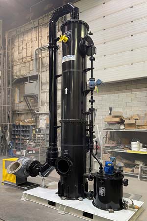 Plastic Packed Tower Scrubbing System Wet Scrubbing System for the removal of SO2 fumes, polypropylene construction