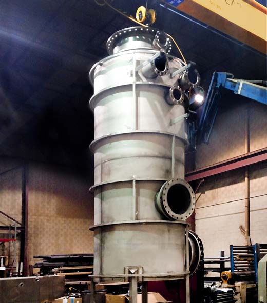 Quench Tower for SO2 Scrubbing System Quench Tower with SO2 scrubbing system to control flue gas emissions and remove SO2 from from flu gas emissions
