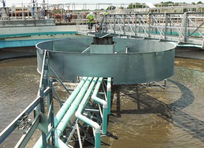 Rebuilt 120 ft. Secondary Circular Clarifier with riser pipes