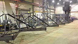 Assembly of 130 ft. clarifier rakes Assembly of 130 ft. clarifier rakes