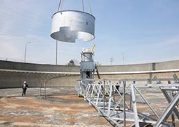 Installation of Secondary Clarifier internals Installation of Secondary Clarifier internals