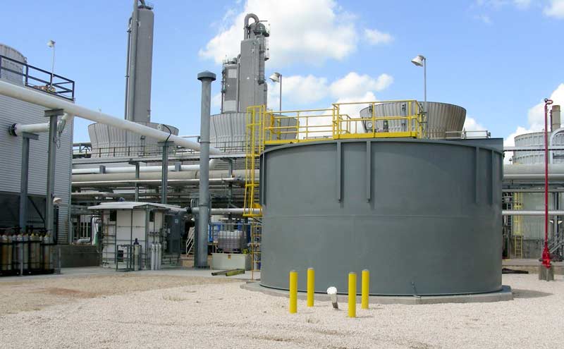 Solids Contact Clarifier treats raw water for midstream oil & gas facility