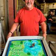 Steve Aldrich, 27 year employee with retirement cake