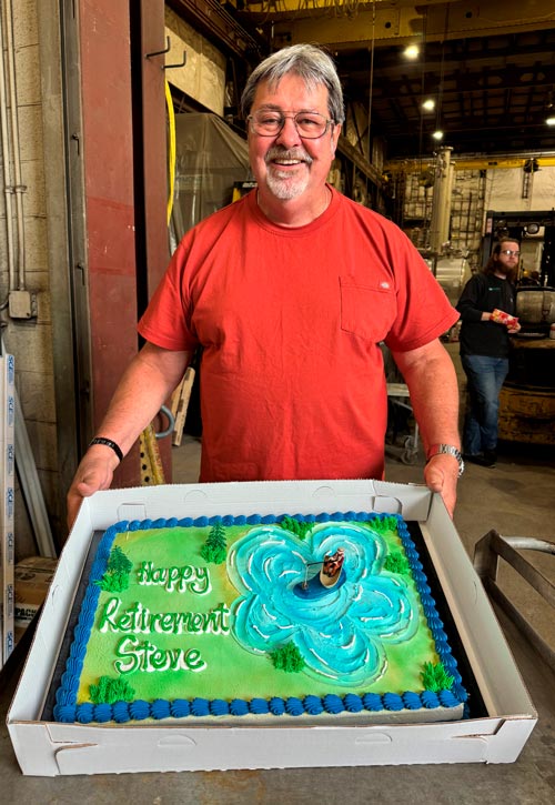 Steve Aldrich, 27 year employee with retirement cake