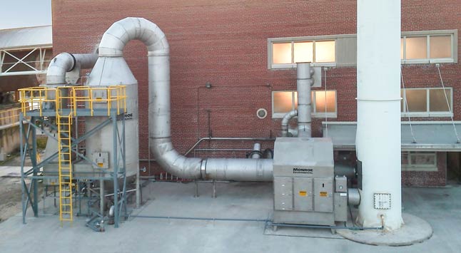 Monroe Venturi Scrubber and Cyclonic Separator exhausting a lime kiln