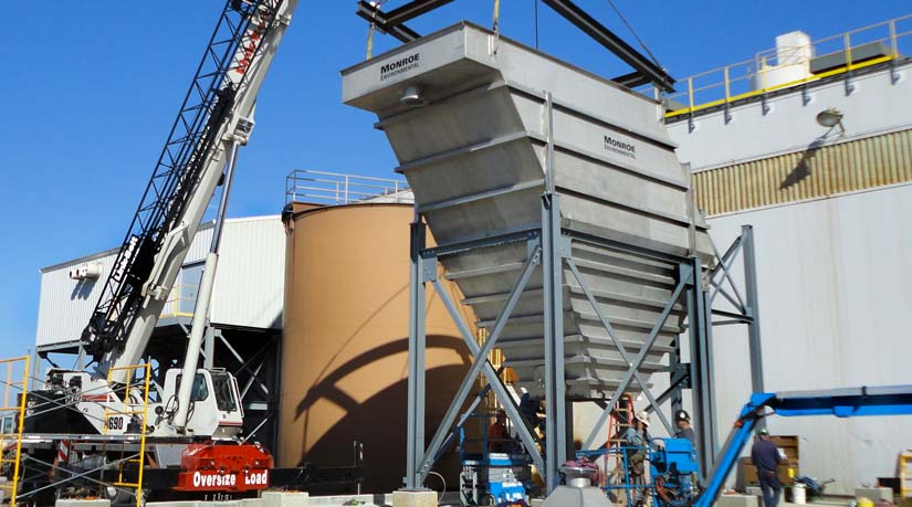Vertical Plate Clarifier Industrial Wastewater Treatment: 1,533 GPM Vertical Clarifier 304 SS to treat metal finishing wastewater at a steel plant.