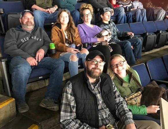 employees watching the hockey game