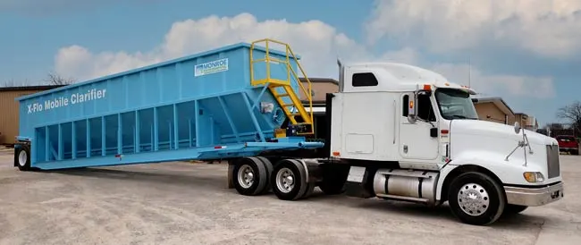 X-Flo Mobile Clarifier transported on truck to jobsite
