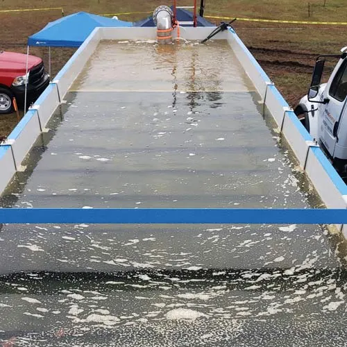 Clear water in lamella section of an X-Flo Mobile Clarifier water treatment system